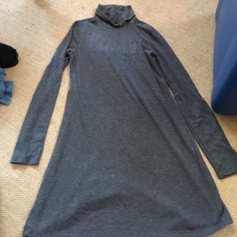 Dark gray long sleeve turtleeck dress